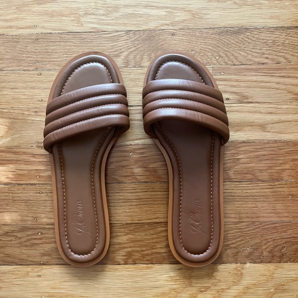J. Crew Sorrento padded slides in leather